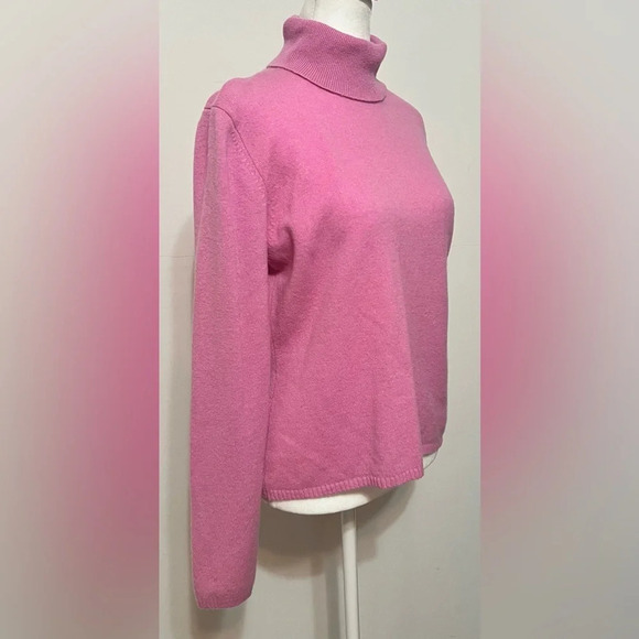 EVIE Cashmere Wool Blend Turtleneck Sweater Pink Large - Picture 3 of 15